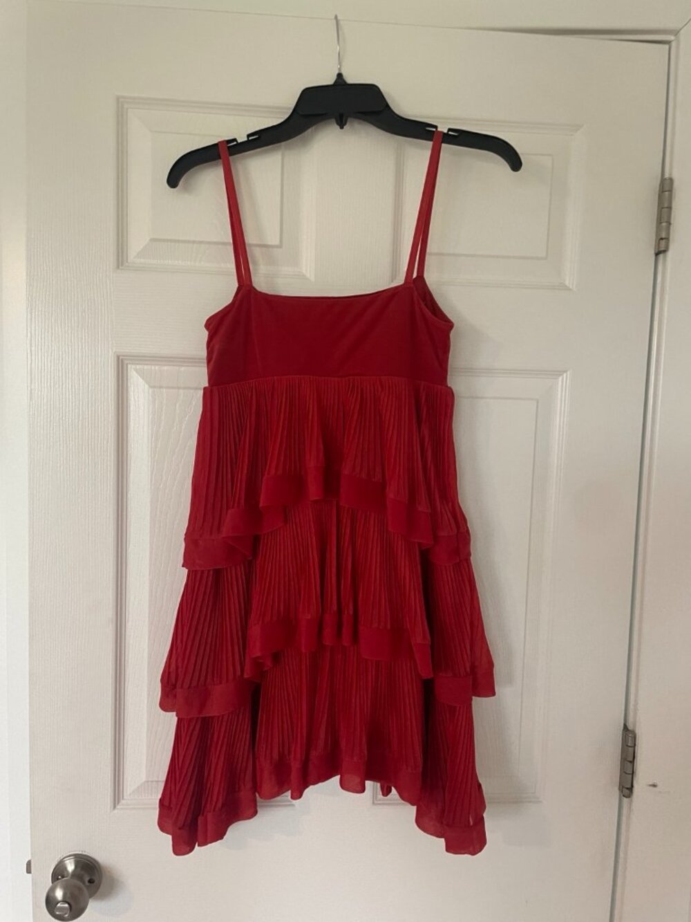 H&M Burnt Orange Tiered Pleated Mini Flapper Dress
